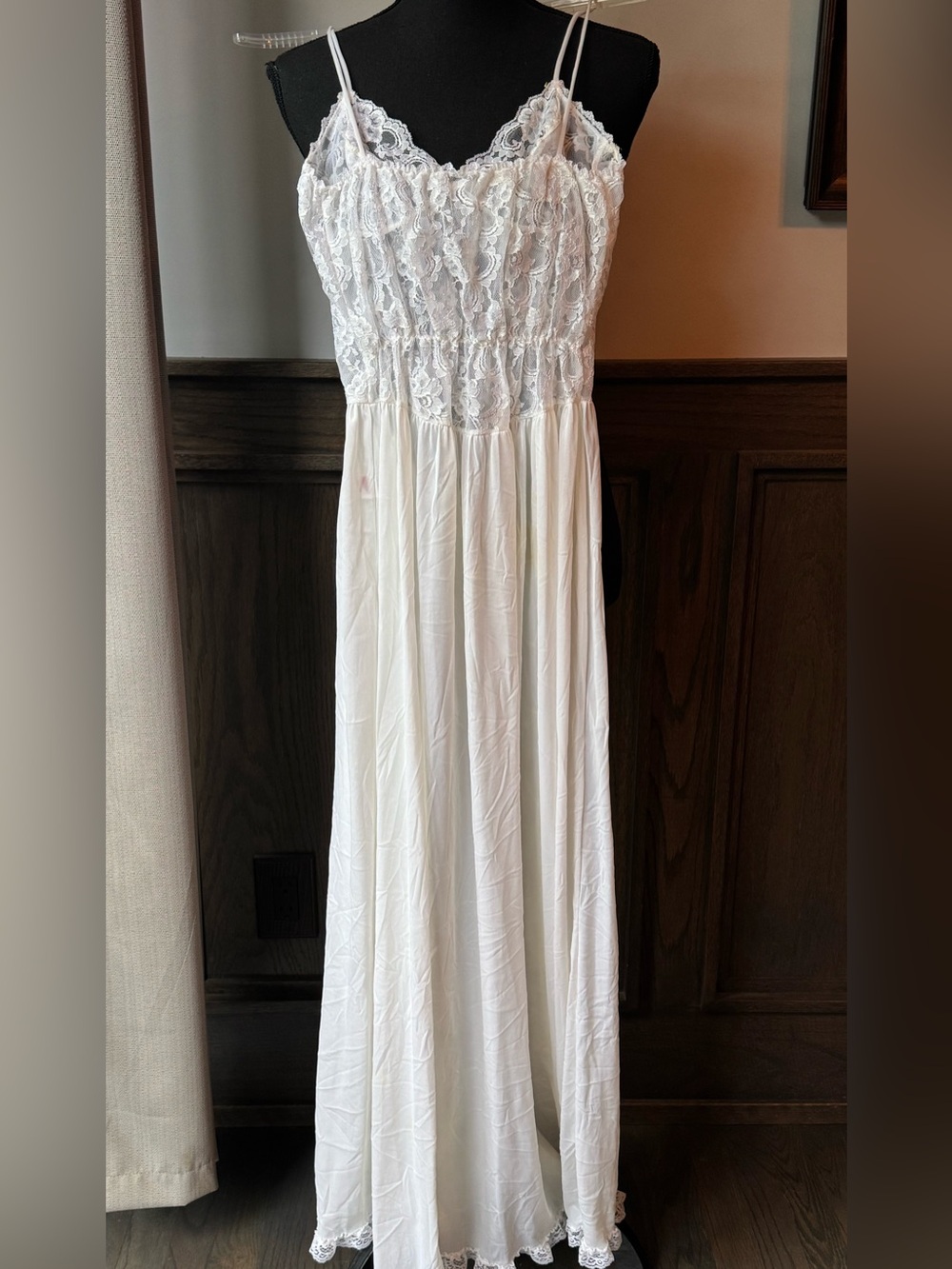 Vintage Tosca White Nylon Tricot Lace V Waist Nightgown Bridal Peignoir small - Picture 2 of 11